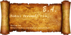 Baksi Annamária névjegykártya
